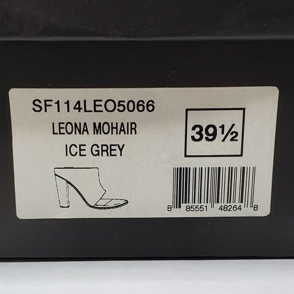 NIB Tibi Leona Mohair Ice Grey Mohair High Heel Open Toe Slides, Size 9 - Picture 12 of 13
